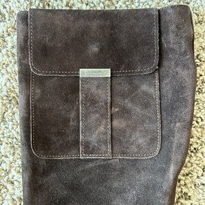 Yves Saint Laurent Dark Brown Suede Heeled Boots